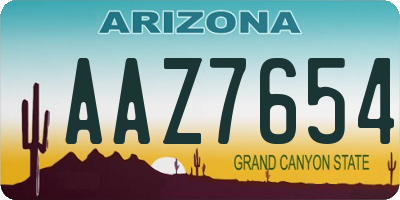 AZ license plate AAZ7654
