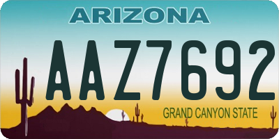 AZ license plate AAZ7692