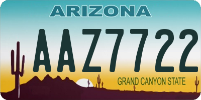 AZ license plate AAZ7722