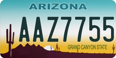 AZ license plate AAZ7755
