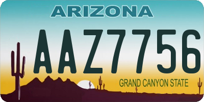 AZ license plate AAZ7756