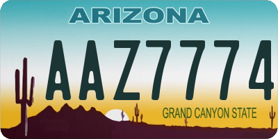AZ license plate AAZ7774