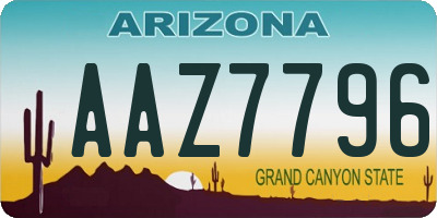 AZ license plate AAZ7796