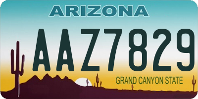 AZ license plate AAZ7829