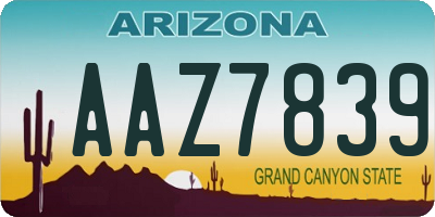 AZ license plate AAZ7839