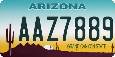 AZ license plate AAZ7889