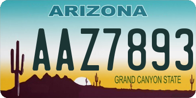 AZ license plate AAZ7893