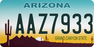AZ license plate AAZ7933