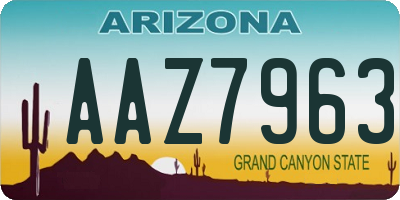AZ license plate AAZ7963
