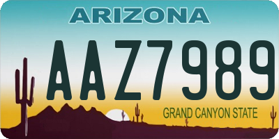 AZ license plate AAZ7989