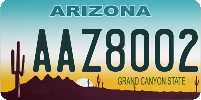 AZ license plate AAZ8002