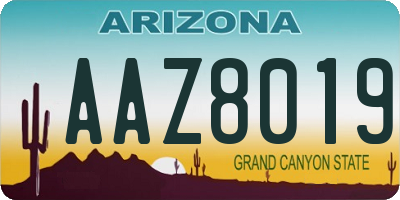 AZ license plate AAZ8019
