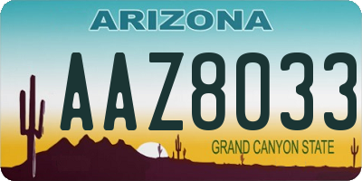 AZ license plate AAZ8033