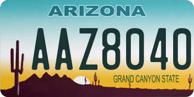 AZ license plate AAZ8040