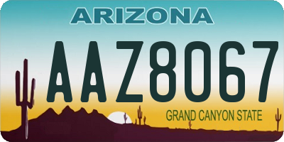 AZ license plate AAZ8067