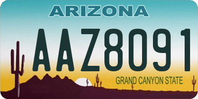 AZ license plate AAZ8091