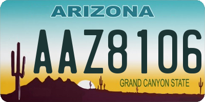 AZ license plate AAZ8106