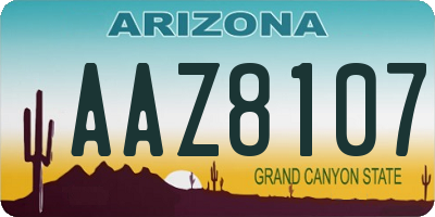 AZ license plate AAZ8107