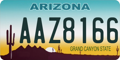 AZ license plate AAZ8166