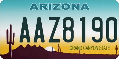 AZ license plate AAZ8190