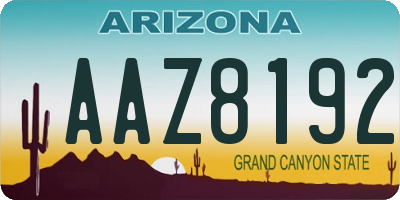 AZ license plate AAZ8192