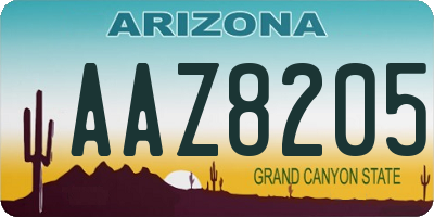 AZ license plate AAZ8205
