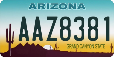 AZ license plate AAZ8381