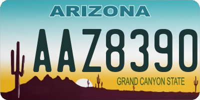 AZ license plate AAZ8390