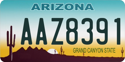 AZ license plate AAZ8391