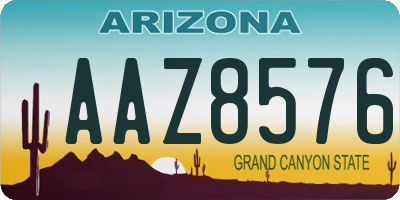 AZ license plate AAZ8576