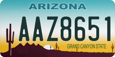 AZ license plate AAZ8651
