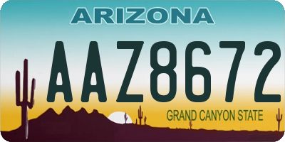 AZ license plate AAZ8672