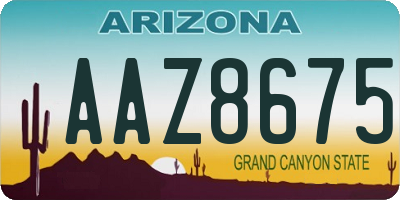 AZ license plate AAZ8675