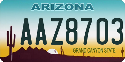 AZ license plate AAZ8703