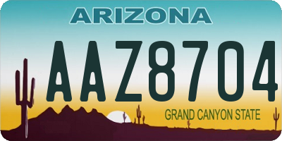 AZ license plate AAZ8704