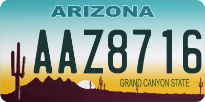 AZ license plate AAZ8716