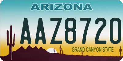 AZ license plate AAZ8720