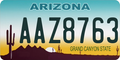 AZ license plate AAZ8763