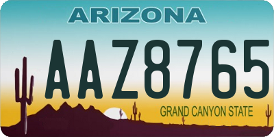 AZ license plate AAZ8765