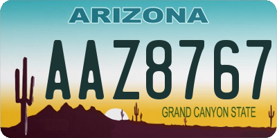 AZ license plate AAZ8767