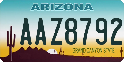AZ license plate AAZ8792