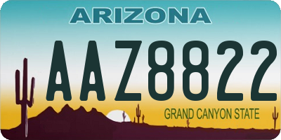 AZ license plate AAZ8822
