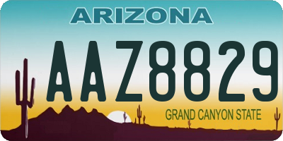 AZ license plate AAZ8829