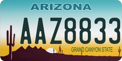 AZ license plate AAZ8833
