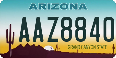 AZ license plate AAZ8840