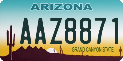 AZ license plate AAZ8871