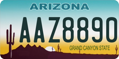 AZ license plate AAZ8890