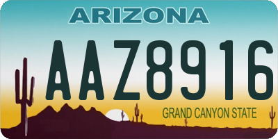 AZ license plate AAZ8916