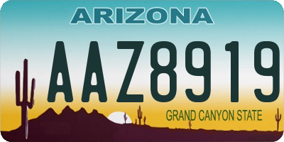 AZ license plate AAZ8919