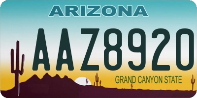 AZ license plate AAZ8920